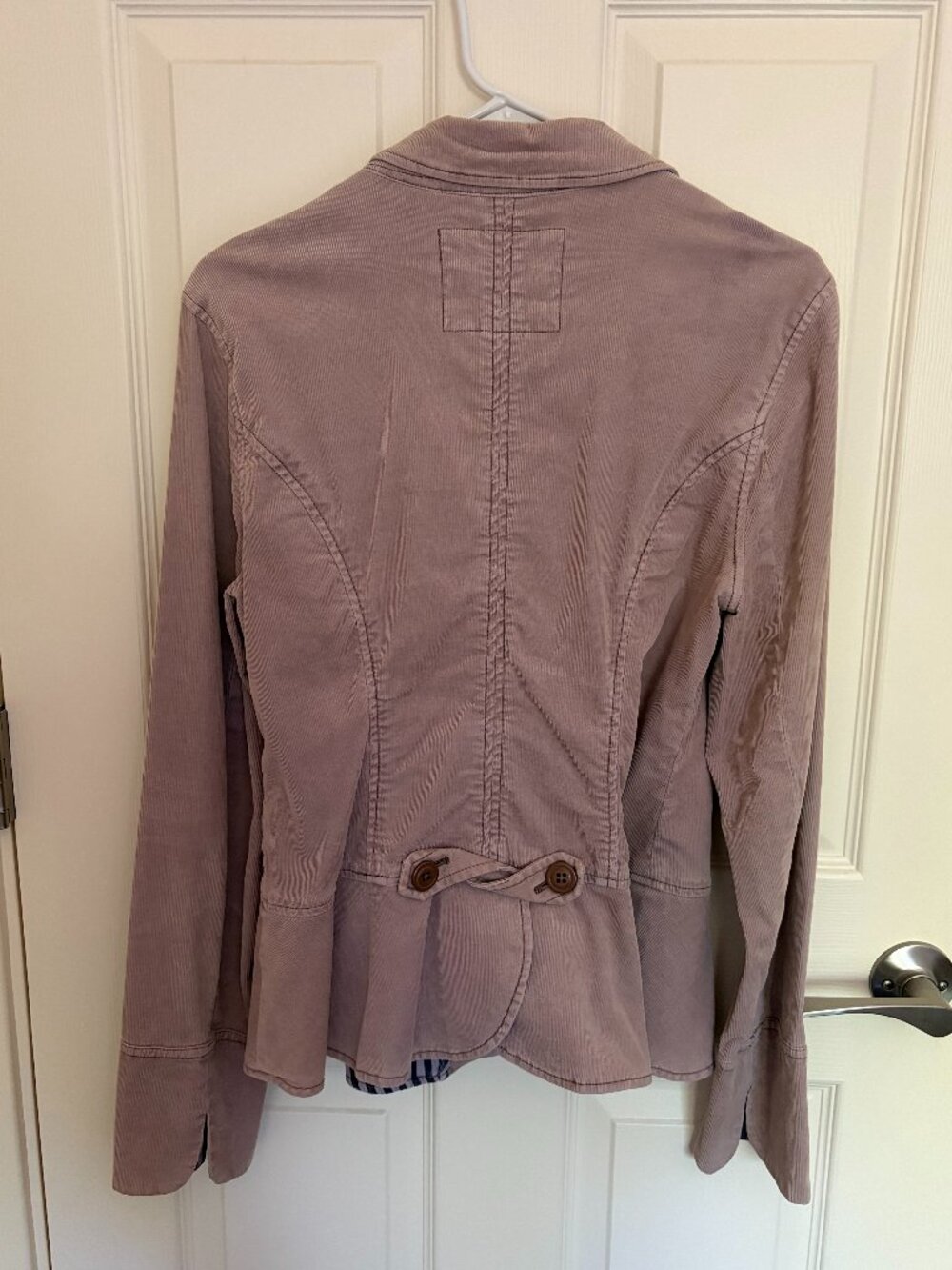Pilcro Anthropology Size 10 Pale Pink Corduroy Peplum Jacket - Picture 2 of 6